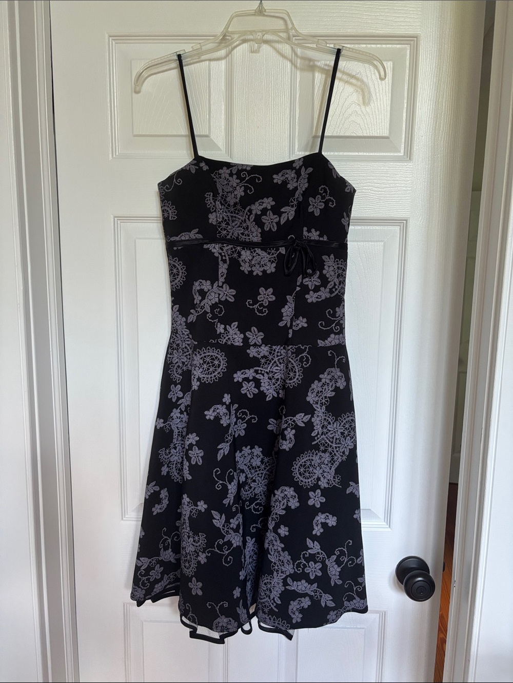 B Darlin Black and White Floral Spaghetti-Strap Mini Dress